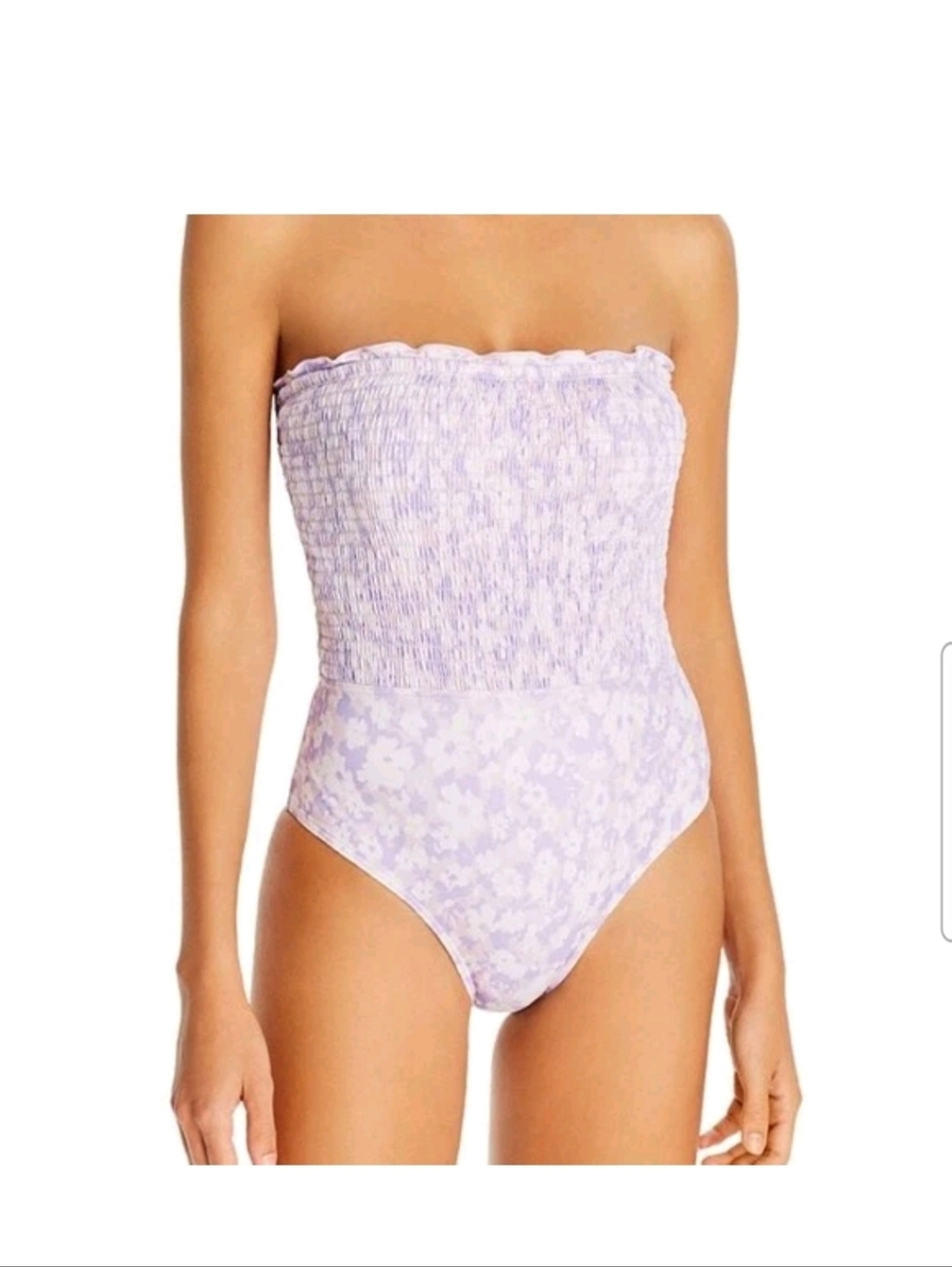 NWT REVOLVE Peony Lavender Fleur Smocked One Piece Swimsuit 8